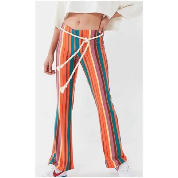 URBAN OUTFITTERS Bali Flare Leg Striped Retro Multicolor Pants - Picture 1 of 4